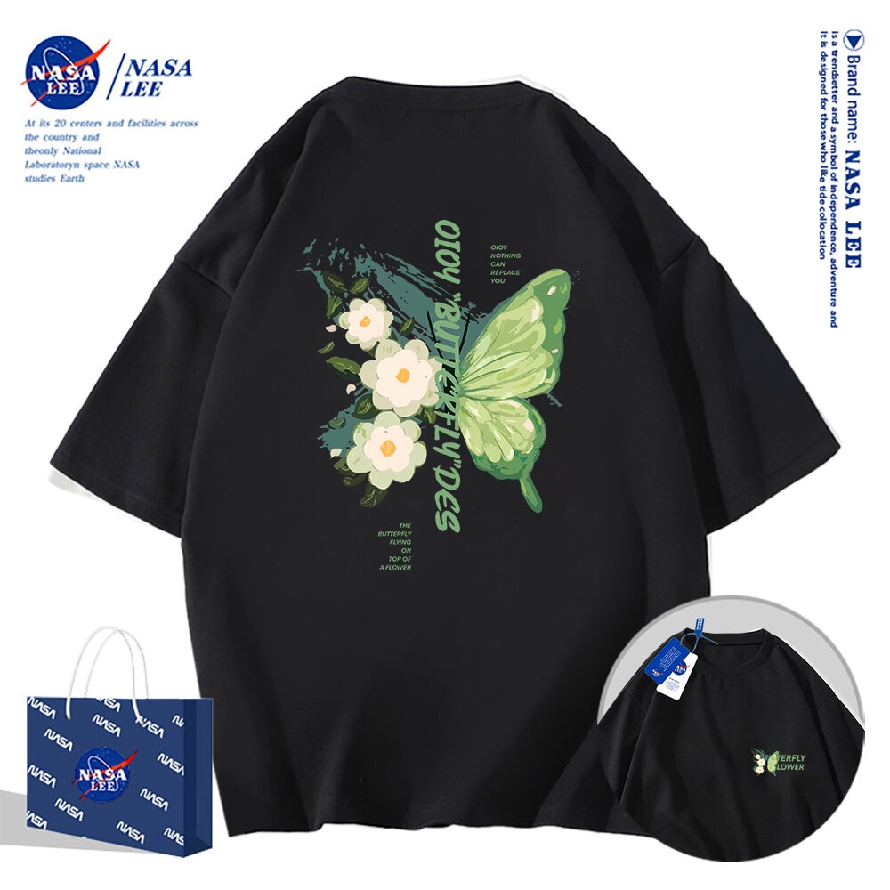Nasa Áo Thun cotton nam nữ dáng rộng mùa hè 2024 phong cách