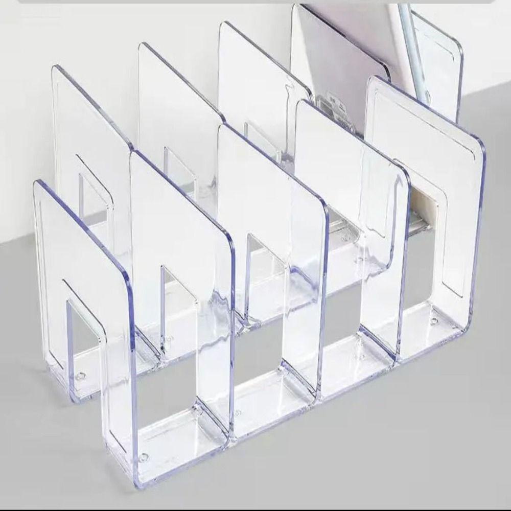 Giá sách CÓ 4 VÁCH NGĂN Để Bàn, Giá Hộp đựng sách bằng nhựa Acrylic