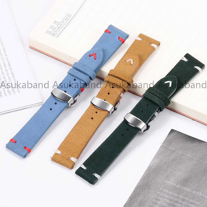 Dây Đeo Đồng Hồ Bằng Da Bò Thật 18mm 20mm 22mm Có Khóa Bướm Dành Cho Nam Nữ
