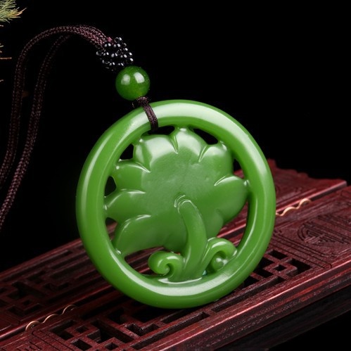Spinner Mặt Dây Chuyền Hình Hoa Sen Màu Xanh Lá Phong Cách Giàu Có Dễ Phối Đồ