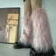 Woke Nữ Lông Dự Tiệc Trang Phục Y2K Lông Thú Giả Mờ Dài Giày Còng Bao Chân Ấm Tay Boot Boot Có Nắp