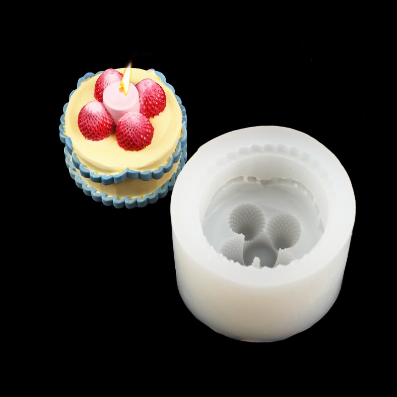 Khuôn Làm Bánh / Xà Phòng / Nến Hình Trái Dâu Bằng Silicone Diy