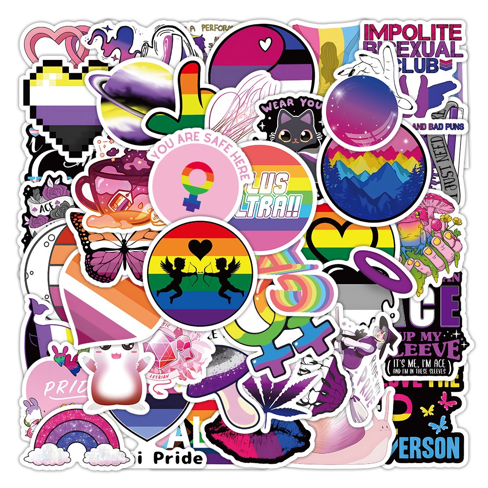 HK1 60 Cái / bộ Nhiều Màu Sắc LGBT nonbinary Niềm Tự Hào Dán GAY Graffiti Miếng Dán Hành Lý Chống Thấm Nước Máy Tính Xách Tay Miếng Dán KH1