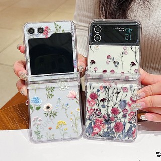 Ốp Điện Thoại PC Cứng Trong Suốt Nắp Gập In Họa Tiết Hoa Cho Samsung Galaxy Z Flip 5 Flip 4 Flip 3 Samsung Z Flip5 Flip4 Flip3