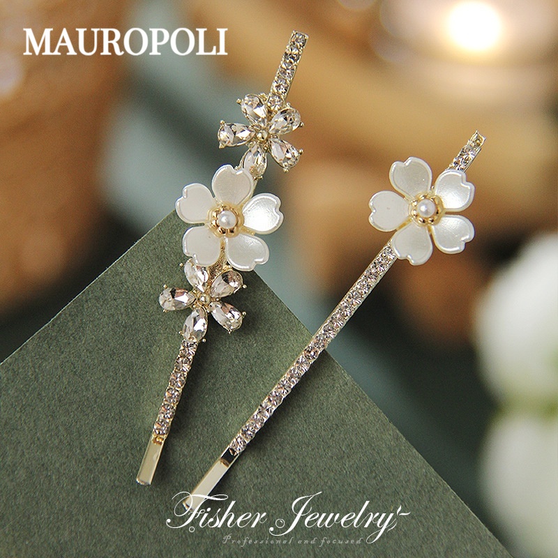 Mauropoli Kẹp tóc hoa ngọc trai nhẹ nhàng cổ tích, tinh tế, phụ kiện tóc