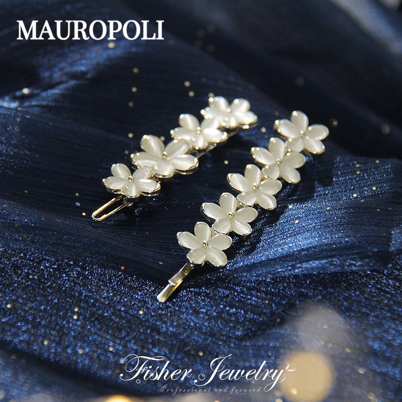 Mauropoli [Sẵn Sàng] Kẹp Tóc Hợp Kim Phong Cách Mới Đầu Lưng Nổ Tóc Opal Kẹp Hoa Nhỏ Nữ