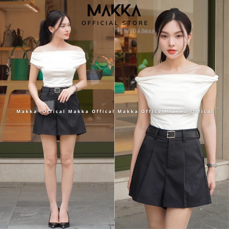 Áo thiết kế nữ MAKKA áo trễ vai co giãn ôm body tôn dáng phong cách tiểu thư thanh lịch 3008 Top Women