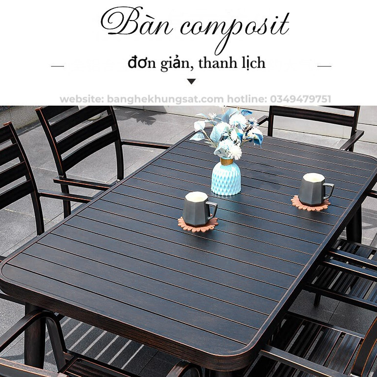 Bộ bàn ghế sân vườn ngoài trời HCN Bộ bàn ghế ban công ngoài trời nhôm đúc Bàn ghế ngoài trời - HP31