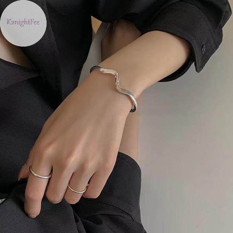 K2nightfee Bạc Bóng Không Đều Mobius Vòng Tay Có Thể Điều Chỉnh Cá Tính Dây Đeo Tay Dành Cho Nữ VN