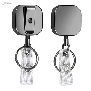 [SZQ] 1 Dây thép gia cố 680MM Dây thép hạng nặng Kim loại có thể thu vào Móc khóa Carabiner Dây đai Huy hiệu cuộn Clip [SZQ]