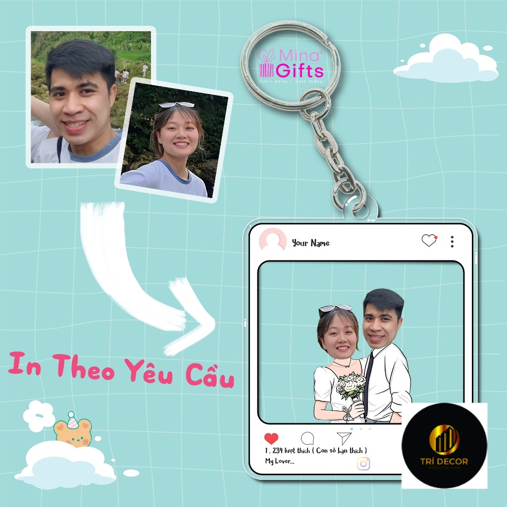 Móc Khoá Khung Instagram In Theo Yêu Cầu Ghép Mặt  In Làm Quà Tặng Phụ Kiện Chất Liệu Acrylic Kích Thước 5cm