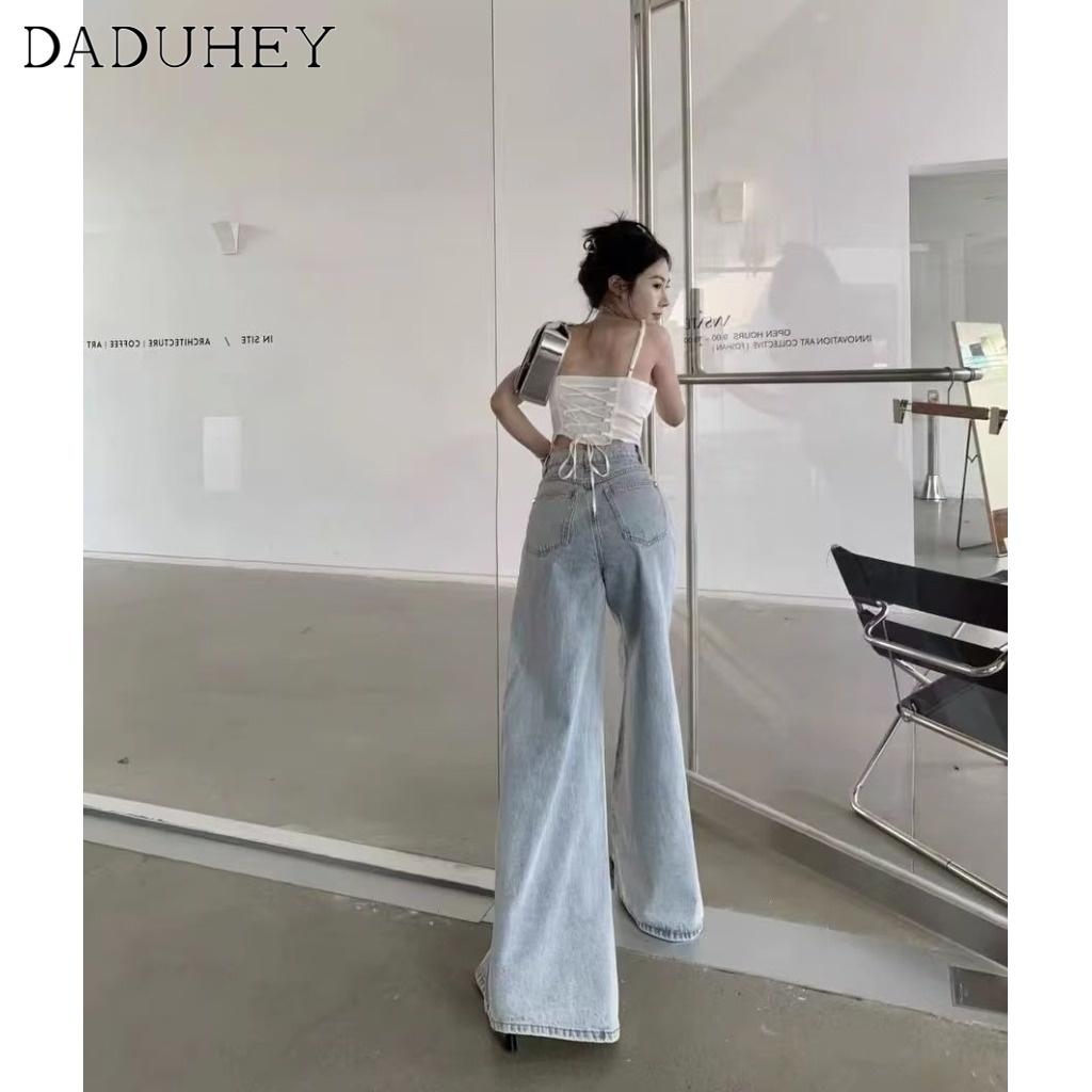 Ảnh Quần dài DADUHEY size lớn ống rộng thoải mái cạp cao thời trang retro đường phố cao cấp kiểu Mỹ 3