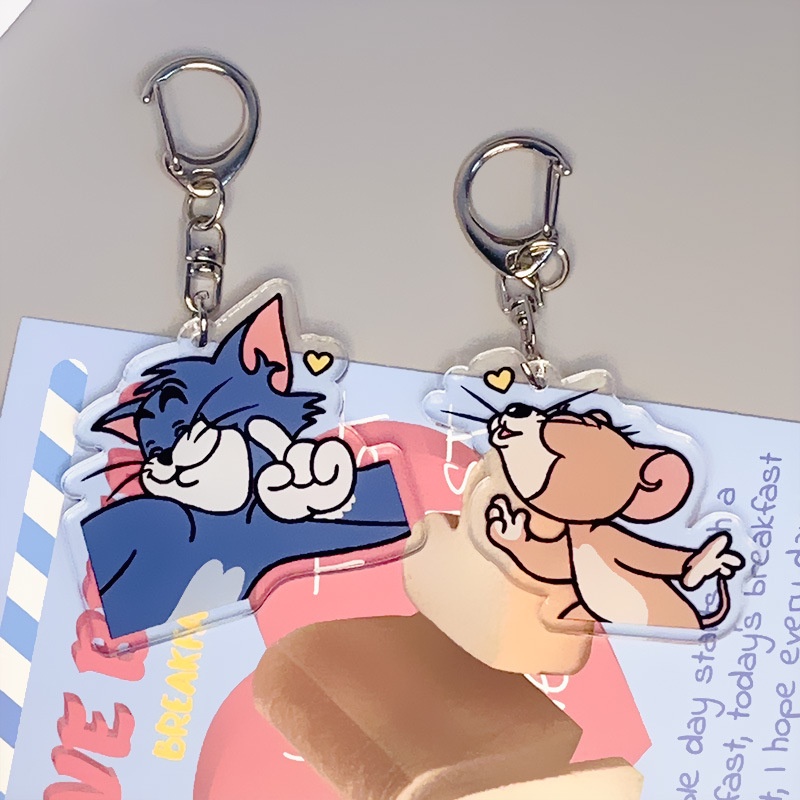 Mặt dây chuyền đôi acrylic anime phim hoạt hình dễ thương móc khóa người bạn thân nhất cùng phong cách mèo và chuột Mặt