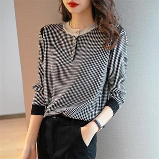Áo sweater Ngắn Dáng Rộng Tay Dài Thoáng Khí Phong Cách Phương Tây Thời Trang Mùa Thu 2023 Thân Thiện Với Da Màu Trắng Đen Cho Nữ