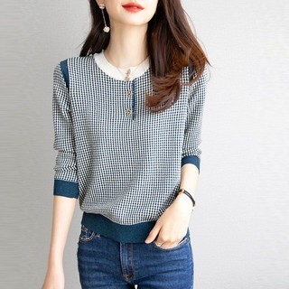 Áo sweater Ngắn Dáng Rộng Tay Dài Thoáng Khí Phong Cách Phương Tây Thời Trang Mùa Thu 2023 Thân Thiện Với Da Màu Trắng Đen Cho Nữ