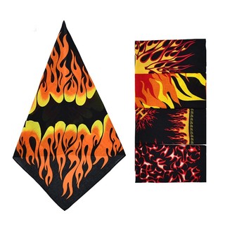 HIK 21 Lửa Bandana Đầu Khăn Cho Nữ Co Giãn Vuông Turban Đầu Khăn Punk Nhẹ Đầu Quấn Mũ