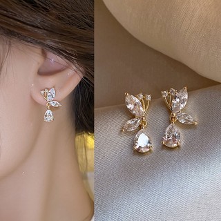 Mới Bông Tai Hình Giọt Nước Đính Đá zircon Phong Cách Hàn Quốc