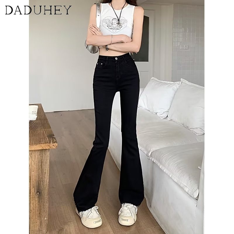 Ảnh Quần jean DADUHEY ống loe cạp cao dáng rộng phong cách đường phố Mỹ cổ điển cao cấp plus size 2