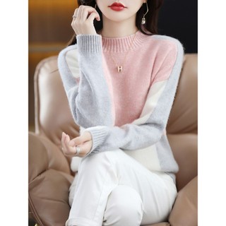 Áo sweater Cổ Tròn Dáng Rộng Màu Khối Thời Trang Thu Đông Phong Cách Mới Năm 2023