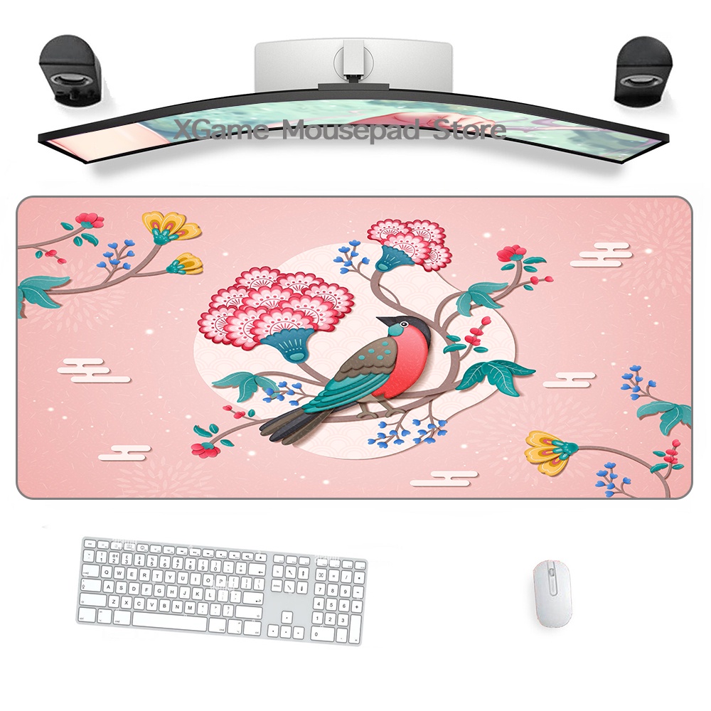 Sakura Mousepad Phụ Kiện Chơi Game Nhật Bản Lớn Miếng Lót Chuột Đen Hồng Kawaii Để Bàn Thảm Bàn XXL Miếng Lót Cho Máy Tính Chuột Thảm