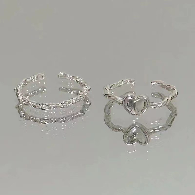 Thời Trang Trái Tim Bạc Nhẫn Nữ Người Yêu Xoắn Nhẫn Tình Yêu Đơn Giản Mở Có Thể Điều Chỉnh Quà Tặng