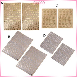 Set 2 Tấm sticker Chữ Cái Màu Vàng / Bạc Dán Trang Trí