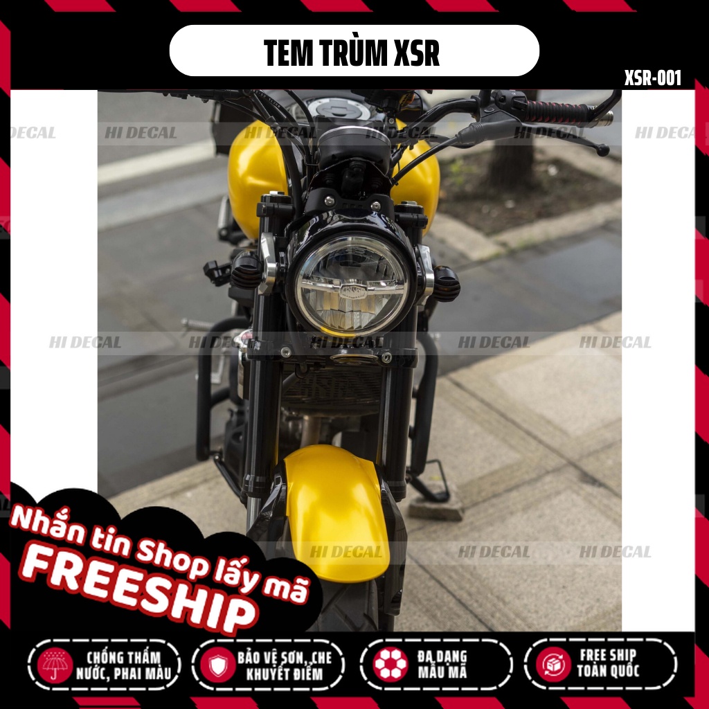 Tem XSR 155 màu vàng | XSR-001 | Decal tem trùm dán xe XSR, decal cao cấp chống nước, chống phai màu