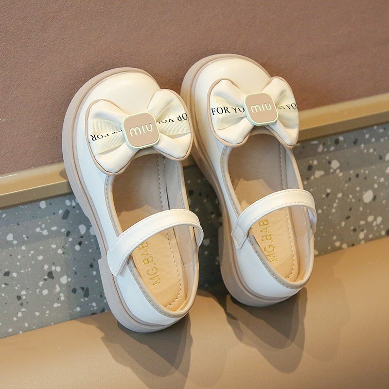 giày búp bê bé gái giày bệt cho bé da PU mềm êm chân chống trượt nơ xinh xắn size đại MG BABY đen trắng full box BB8808