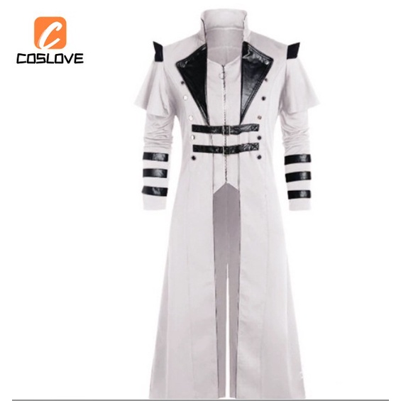 Áo Choàng Dài Màu Trắng Đen Có Đuôi Phong Cách gothic Punk Hóa Trang Tiệc halloween Cho Nam