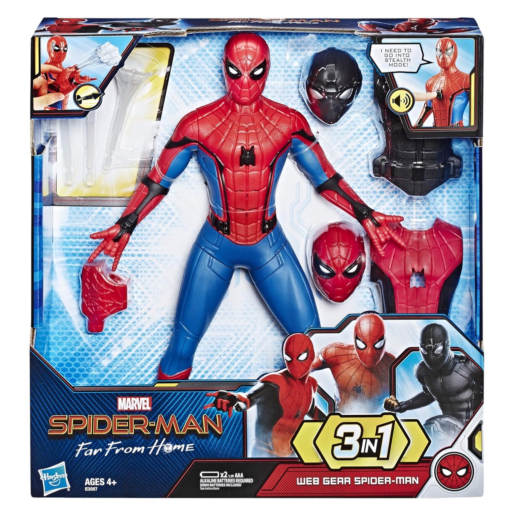 Spider man far from home deluxe 13-inch-scale Mô Hình Hành Động Bánh Răng Hành Động Với Âm Thanh fx, suit Nâng Cấp Và Phụ Kiện Nổ web