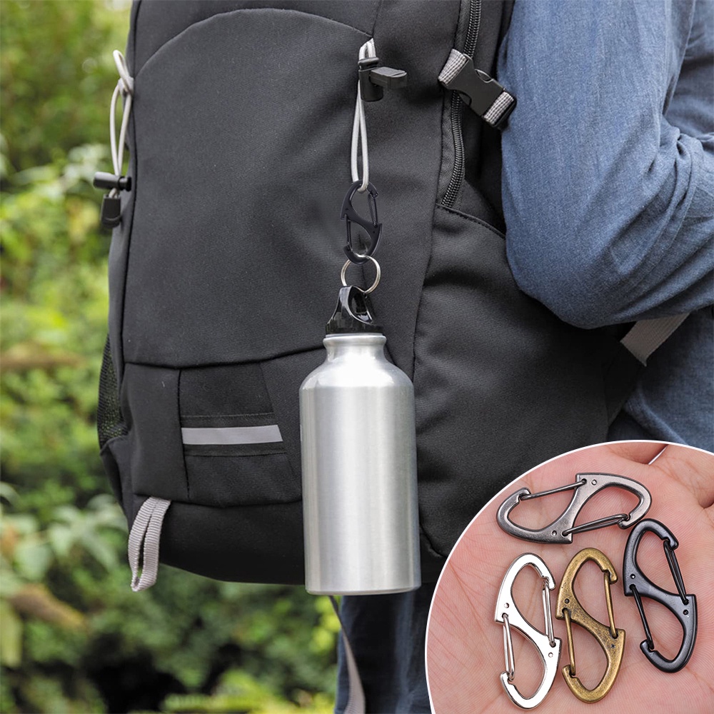 Móc khóa lò xo hợp kim kẽm hạng nặng / Ba lô Carabiner để cắm trại câu cá đi bộ đường dài / Carabiner kép hình chữ S ngoài trời / Móc khóa khóa khóa tự động