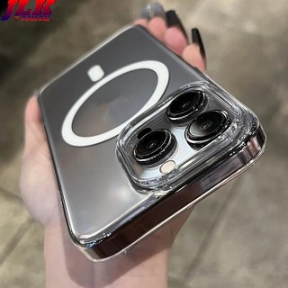 [JLK] Ultra-Thin HD Crystal Clear Magnetic Case for iPhone 15 14 Plus 13 12 Pro Max Wireless Charger Hard PC/Plastic Transparent Cover