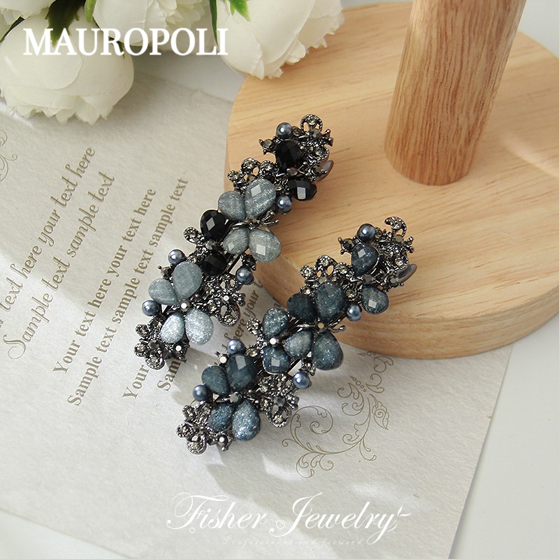 Mauropoli [Sẵn Sàng] Phụ Kiện Tóc Hàn Quốc Mũ Đội Đầu Nơ Kẹp Tóc Kim Cương Giả Đuôi Ngựa Kẹp Đầu Lò Xo