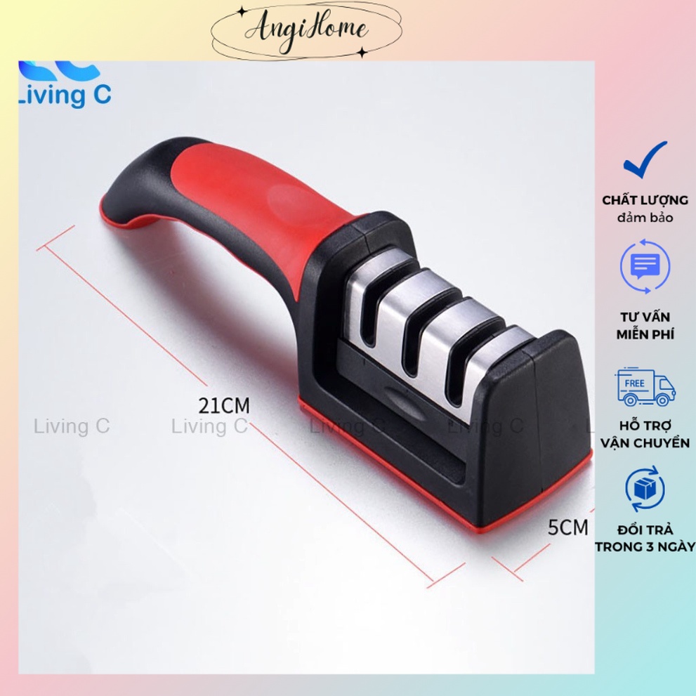Dụng cụ mài dao kéo 3 cấp độ cầm tay Living C - Mài dao 3 cấp độ nhanh bén siêu tiện lợi - Đá Mài Dao 3 Cấp Độ ANGIHOME