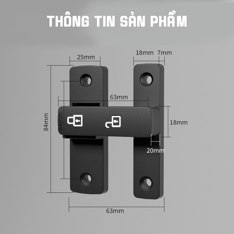 Khóa cửa dạ quang,Hợp kim kẽm 90°/180° Cửa chốt định vị không đục lỗ, Khóa Cửa Trượt,Cài Đặt Không Cần Đục Lỗ