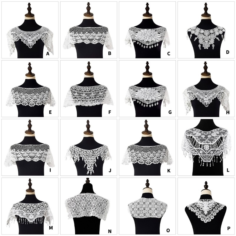Dasbsug Khăn Ren Polyester Với Thiết Kế Hoa Thoáng Khí Giả Cổ Áo Choker Nửa Áo Sơ Mi Cổ Cho Thanh Lịch