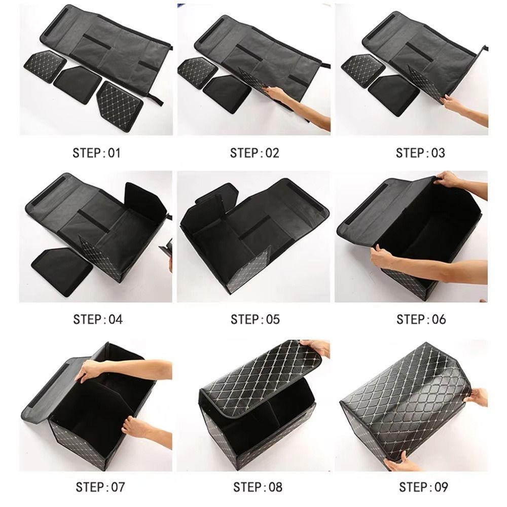 FANIELLAPOWELL 1 Cái Dụng Cụ Đa Năng Tự Động, Dụng Cụ Sắp Xếp Cốp Xe Ô Tô Gấp, S / M / L Da PU Dung Tích Lớn Hộp Bảo Quản Cho Khẩn Cấp