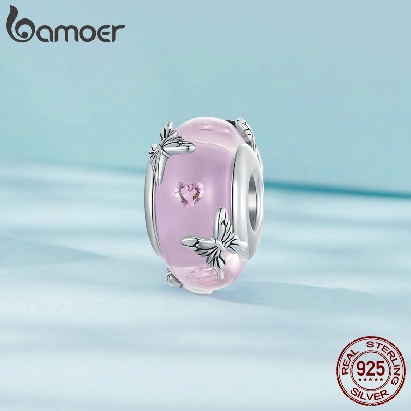 Bamoer Mặt Dây Chuyền Hình Bướm Bằng Thủy Tinh Bạc 925