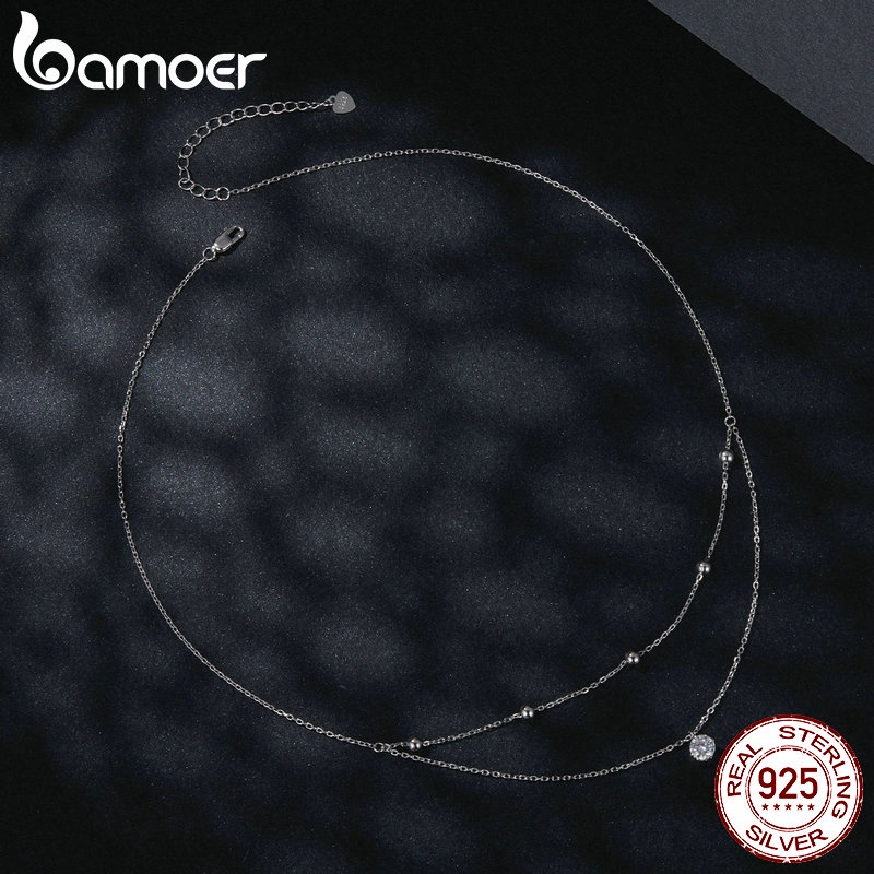 Bamoer Vòng cổ Bạc 925 Hai Lớp Thời Trang Dành Cho Nữ MSN023