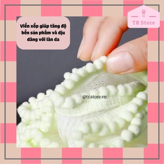 Bông tắm tạo bọt tẩy da chết viền xốp bông mềm gam màu pastel