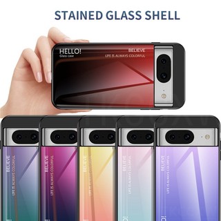 Ôp Điện Thoại Tráng Kính Cường Lực Màu gradient Viền silicone Dẻo Cho google pixel 8 7 6 pro 7a 6a Ốp
