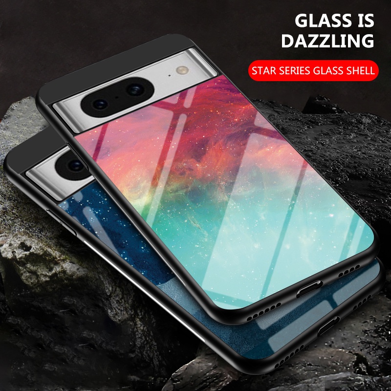 Ốp Điện Thoại Kính Cường Lực Góc Mềm Hình Bầu Trời Đầy Sao Màu gradient google pixel 8 7 6 pro 7a 6a