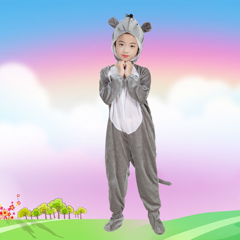 💕Chỗ💕 Quần Áo Trẻ Em Động Vật Múa Trang Phục Quần Áo Cho Bé Gái 3 Đến 14 Tuổi Chuột Xám Trang Phục Mới Lạ Halloween Giáng Sinh