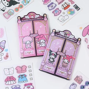 Mới - Dress Up Tủ quần áo Tạo kiểu Sách yên tĩnh, Nhãn dán đa dạng Kuromi My Melody HelloKitty Diy Đồ chơi thủ công Sách yên tĩnh cho trẻ em