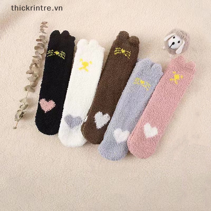 THI Tất Đáng Yêu Cho Nữ Làm Dày Cashmere Giữa Ống Tất Ngọt Ngào Bé Gái Mềm Mại Ấm Áp Ngoài Sàn Mặc Tất VN