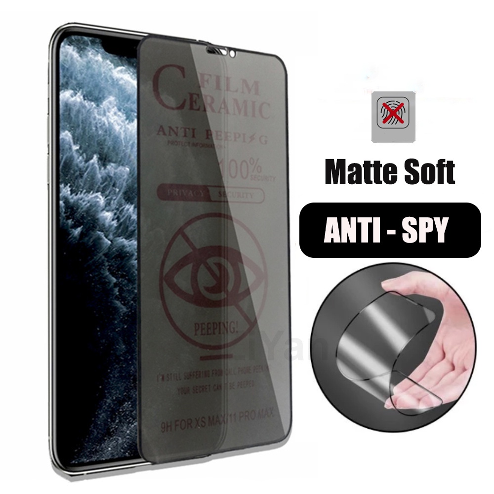 Ốp Điện Thoại Chống Sốc 3 Trong 1 Poco M6 Plus Cho Poco C61 C65 M6 4G 5G Chống Gián Điệp Mềm Gốm Mờ Bảo Mật Kính Cường Lực