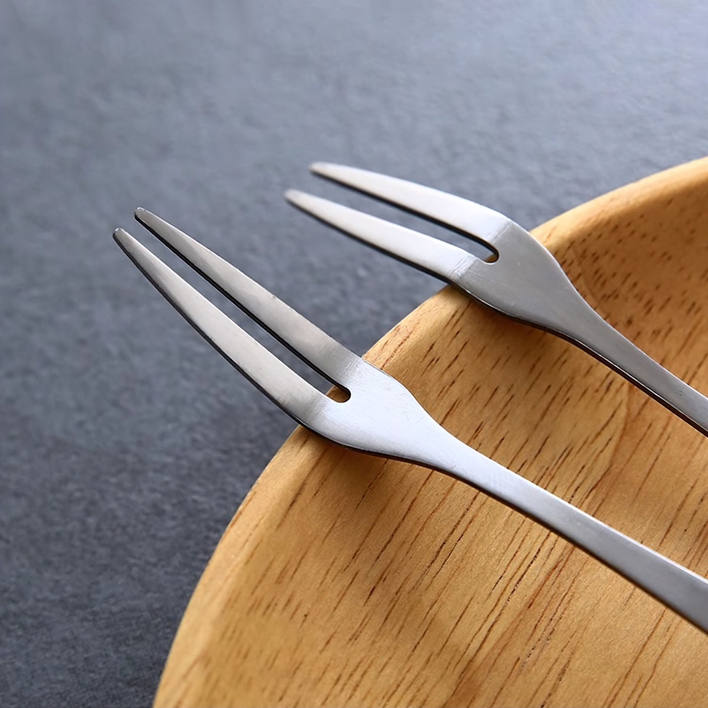 Giá sỉ - Combo 10 Dĩa Hoa Quả Inox Cao Cấp Loại Đầu 2 Răng Thời Trang - FETA