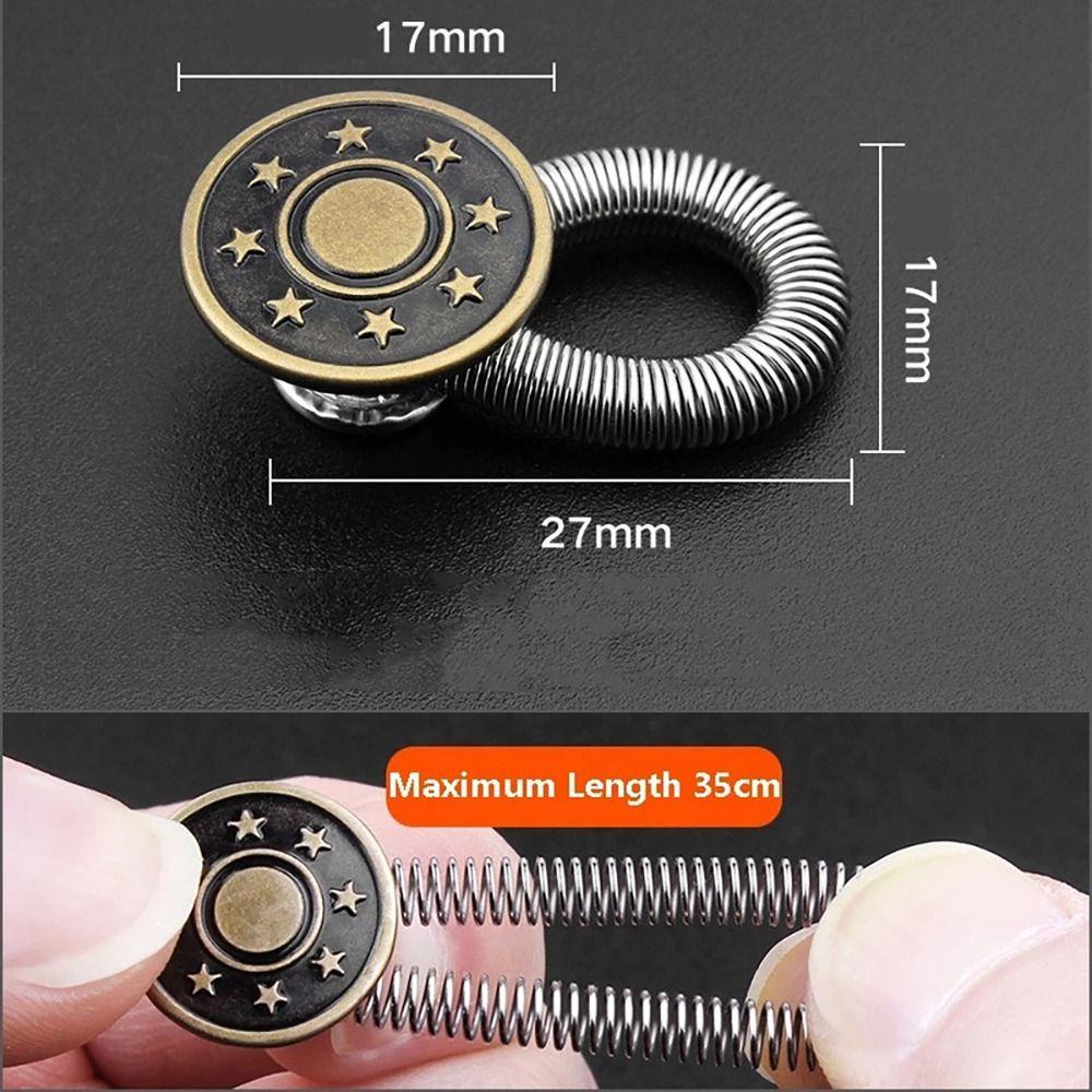 BAMBOOB 10 Cái Eo Nối Dài, Kim Loại Đàn Hồi Mở Rộng Phụ Kiện Nút Lò Xo, Quần 17mm Quần Co Giãn May Dụng Cụ Nút Quần Jeans