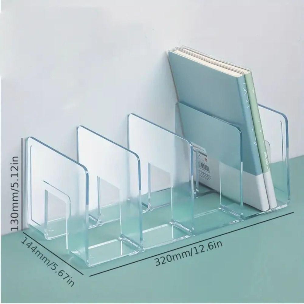 Giá sách CÓ 4 VÁCH NGĂN Để Bàn, Giá Hộp đựng sách bằng nhựa Acrylic