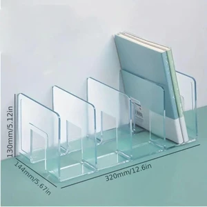 Giá sách CÓ 4 VÁCH NGĂN Để Bàn, Giá Hộp đựng sách bằng nhựa Acrylic